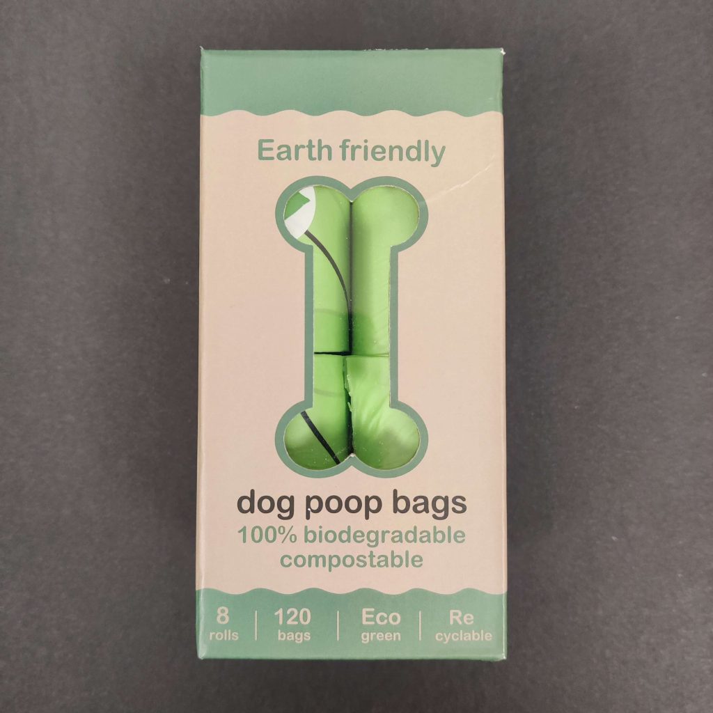 Dog A La Mode fully biodegradable and compostable eco friendly dog poop bags box front view