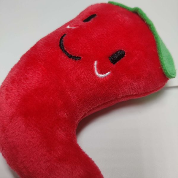 Red stuffed pepper squeaky plush dog chew toy from Dog A La Mode's Dog A La Carte lunch meal dog toy set