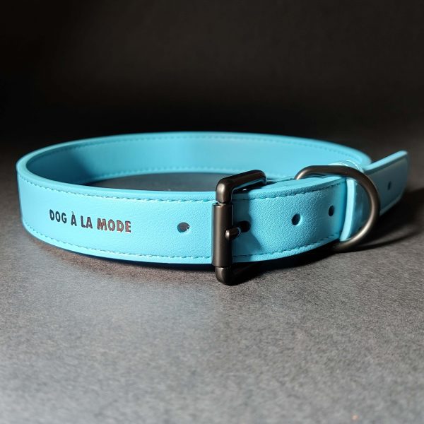Dog A La Mode trendy vegan blue dog collar with durable buckles
