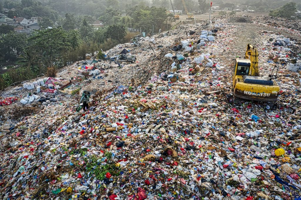 Landfill waste filled with plenty of human waste that is terrible for the environment